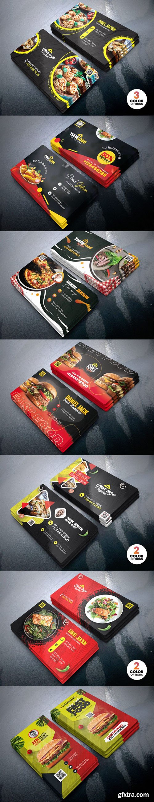 7 Creative Restaurant Food Business Cards PSD Templates