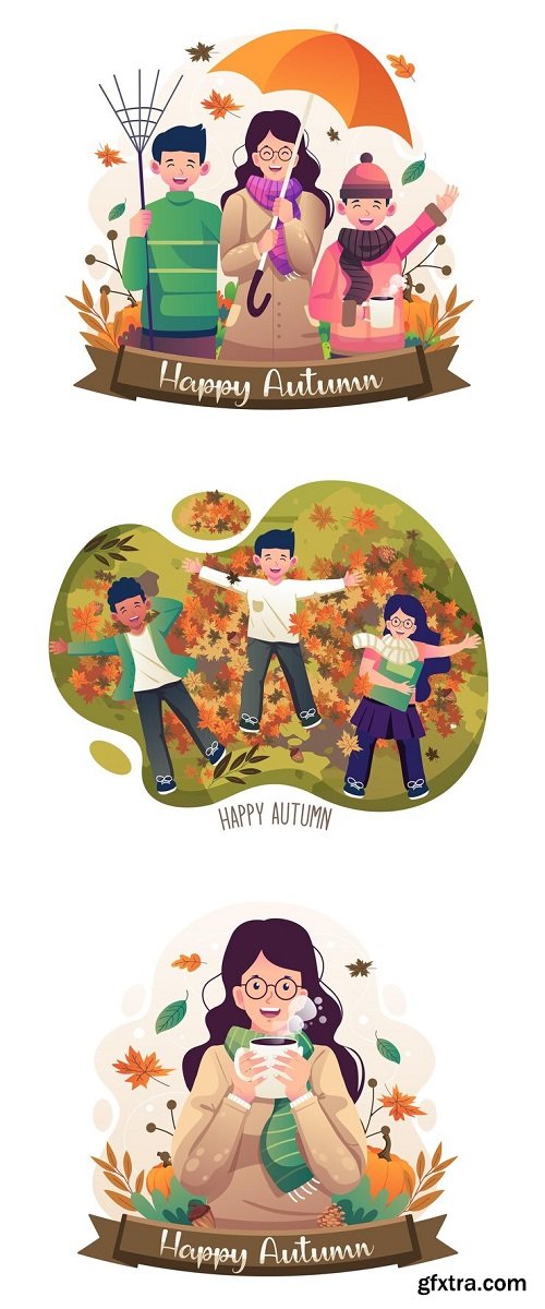 Happy autumn celebration with people