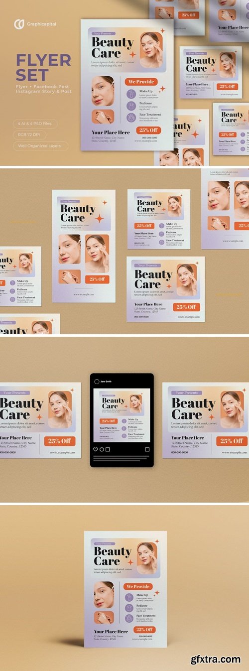 White Modern Beauty Care Flyer Set 2JMHJ39