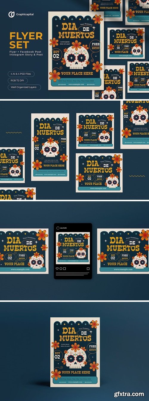 Dia De Muertos Flyer Set FPDLWL4