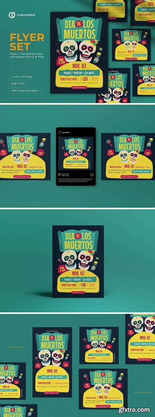 Dia De Los Muertos Flyer Set X4BZKXZ