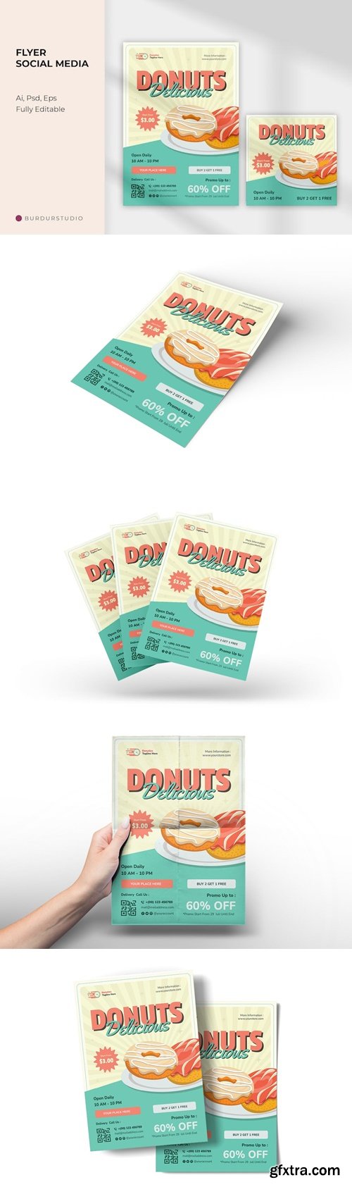 Donuts Delicious Flyer & Instagram Post ZYRPMBJ