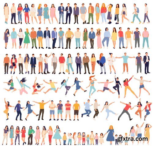 Flat style set of people vector