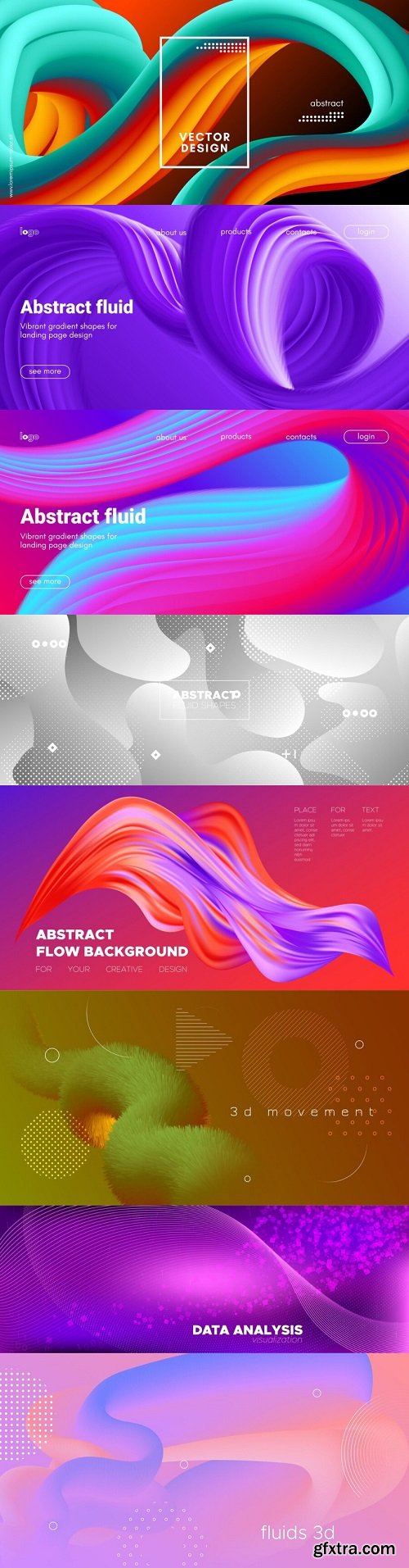 Dynamic backgrounds with abstract 3d fluid & wave shapes