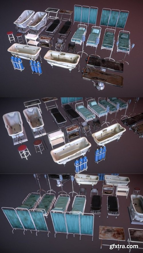 Vintage hospital props 3D Model