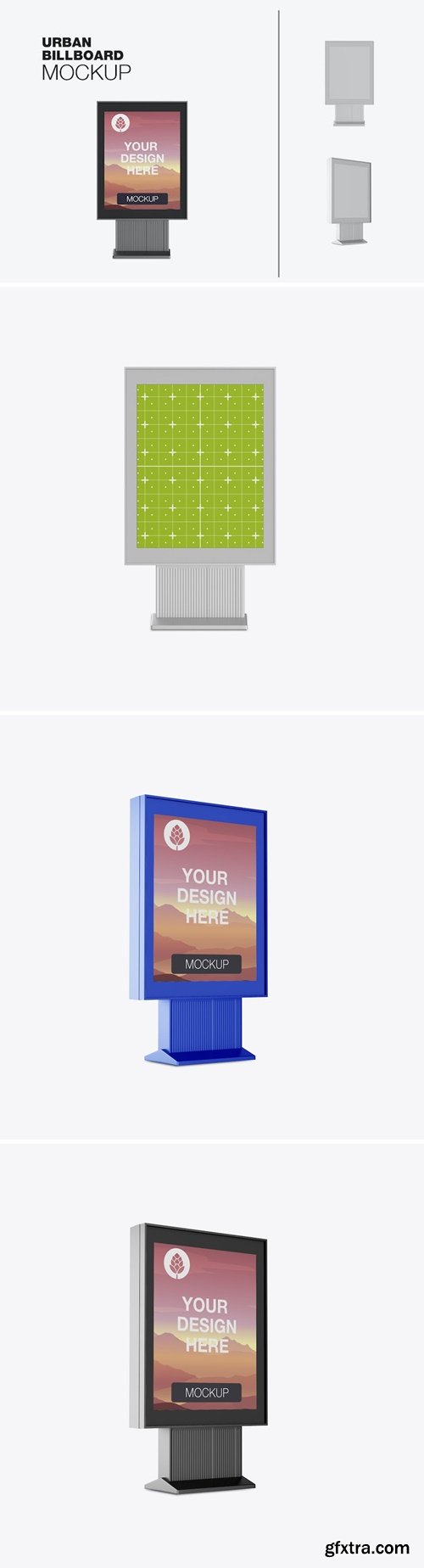 Set Outdoor Kiosk Advertisement Mockup WA3CZ2D