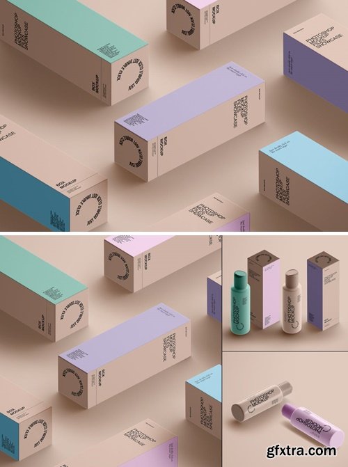 Paper Box and Cosmetic Bottle Mockup FDPCTKR