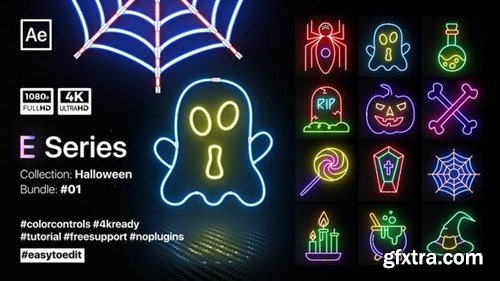 Videohive Halloween Neon Elements 39820089