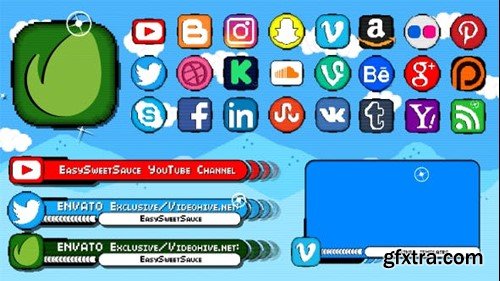 Videohive Pixel Social Icons And Lower Thirds 18984559