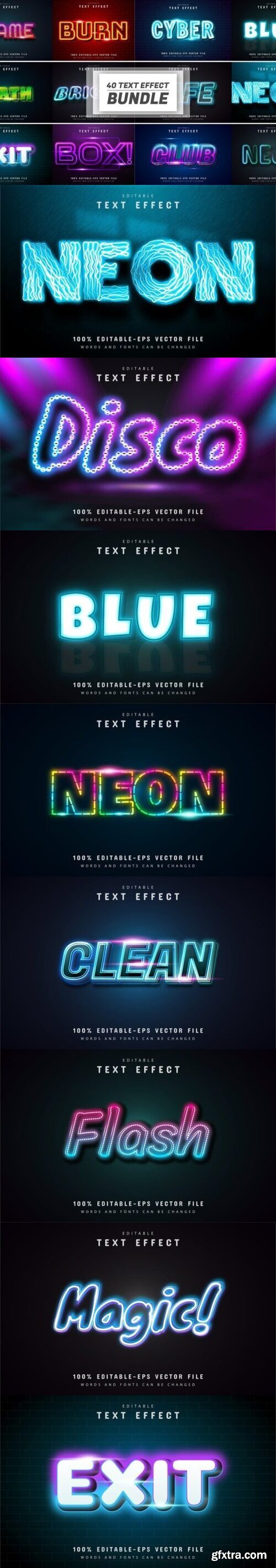 40 Neon Text Effect Editable Bundle