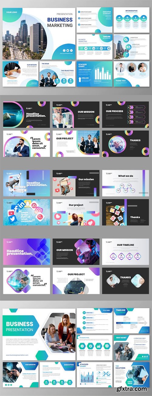 30+ Gradient Business Presentation Slides Vector Templates Collection Vol.2