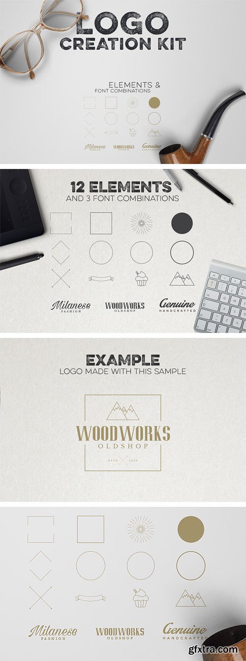 Logo Creation Kit for Illustrator & Photoshop [12 Elements]