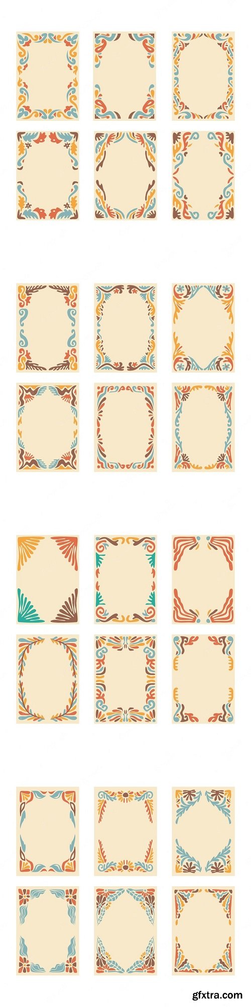 Vintage set of flower frame, foliage collection with abstract floral botanical bundle elements