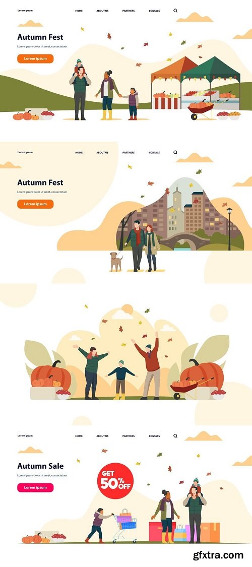 Autumn festival landing concept illustration