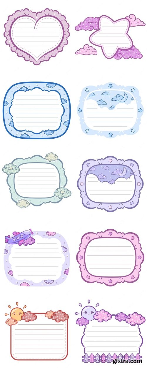 Blank different shapes note letter message with pastel colors for writing