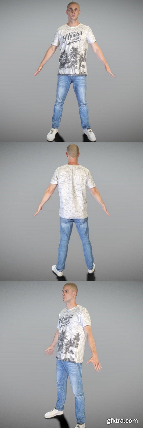 Handsome young man in a t-shirt and jeans 167 3D Model