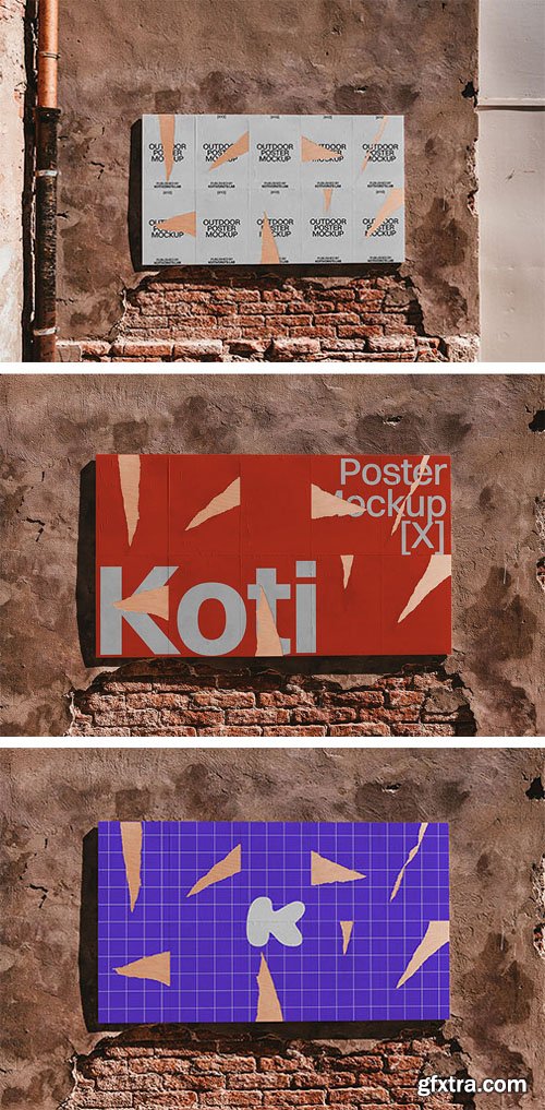 Torn Advertising Posters PSD Mockup Template