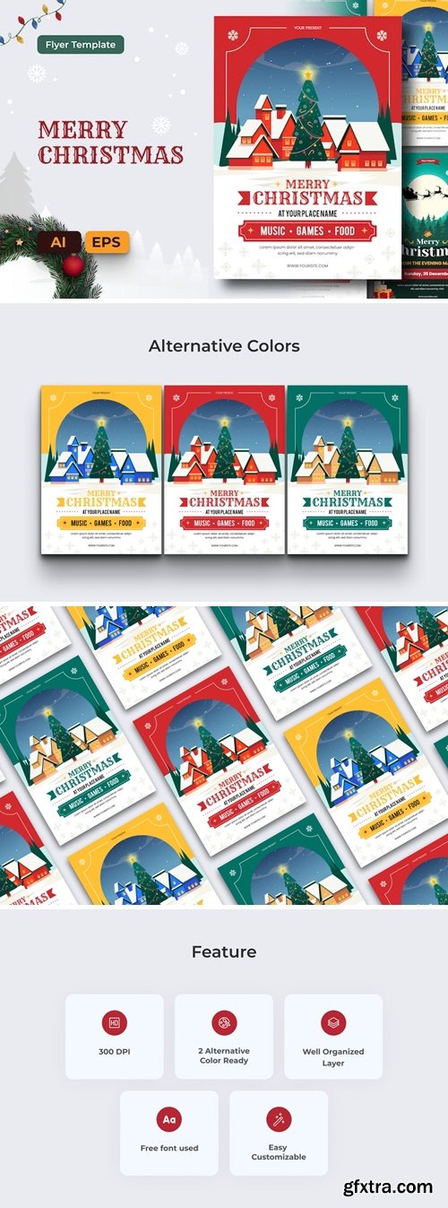 Christmas Celebration Flyer Ai & EPS Template XQEMYJN