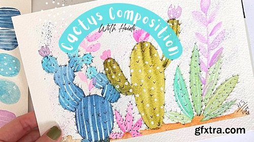 Watercolor Botanical Illustrations: Boho Cactus Composition