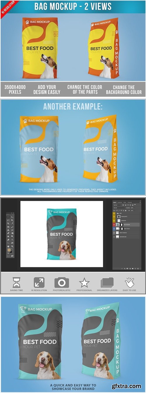 Pet Food Bag Mockup - 2 Views PSD UBQCAYB