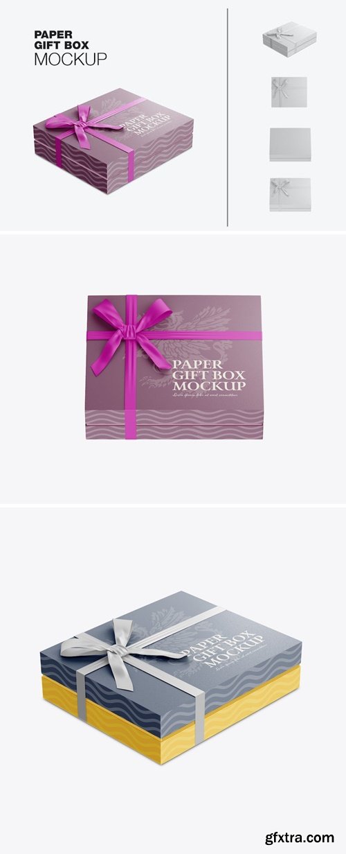 Kraft Gift Box with Matte Bow Mockup 4VR3NFU