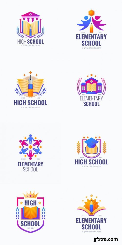  Gradient school logo design template