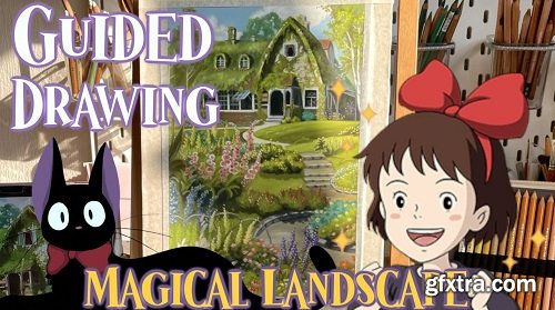 Landscape Drawing in Simple Steps: Paint a Magical Pastel Portrait of ‘Kiki’s Delivery Service’ Home