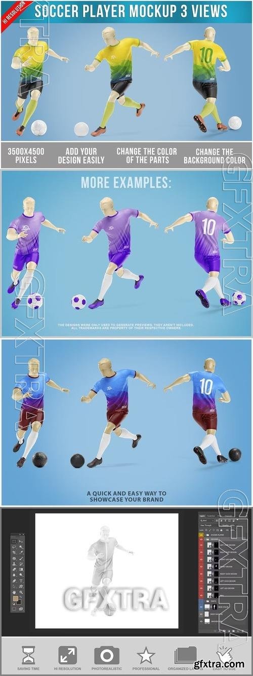 Running Soccer Player Mockup Template AX8385V