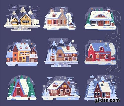 Winter Snow Houses and Cabins Collection