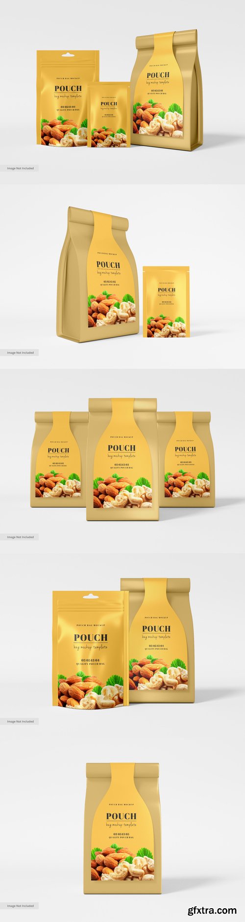 Glossy foil cashew nut pouch packet packaging mockup