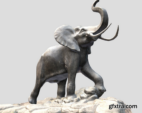 Elephant Bronze Sculpture 3D Model