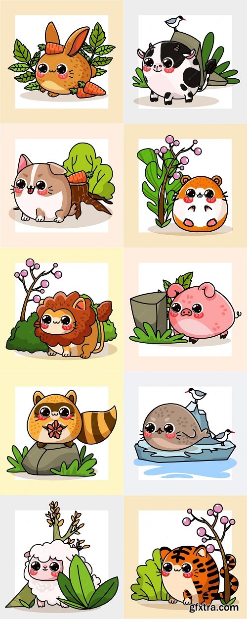 Cute animals vector illustration