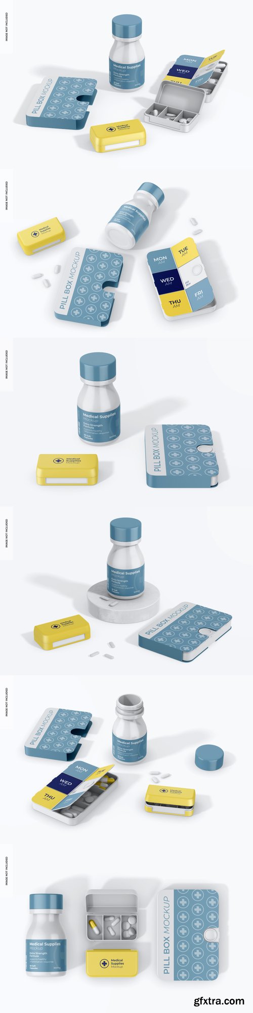 Pill boxes set mockup