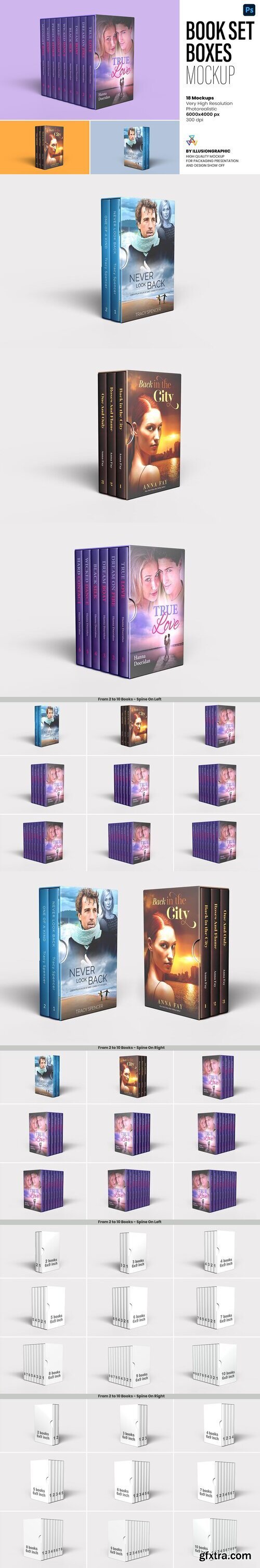 CreativeMarket - Book Set Boxes Mockup - 18 views 7408907