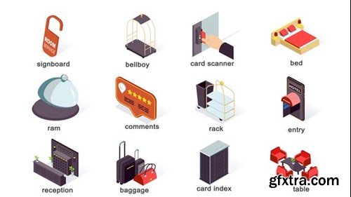 Videohive Hotel - Isometric Icons 40003350