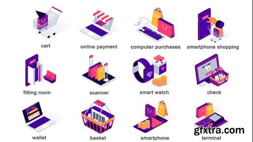 Videohive Online shopping - Isometric Icons 40003516