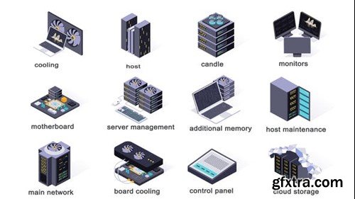 Videohive Server system - Isometric Icons 40003664