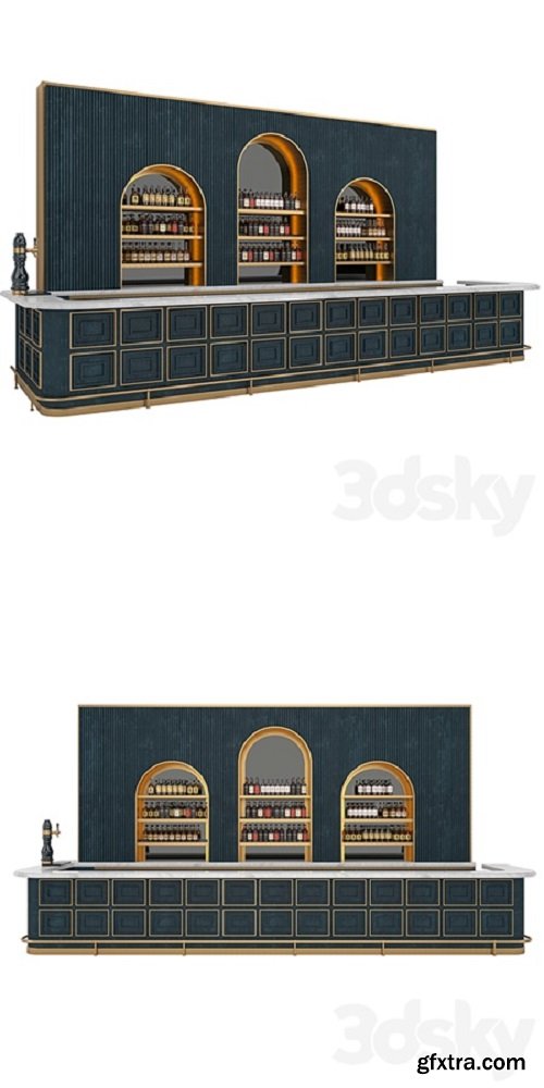 Restaurant Bar set 06 LOFT Gold & Dark Blue