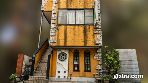 Orange building with stairs scan 3D Model