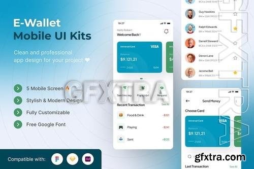 E-Wallet Mobile UI Kits Template 3HR7Z2H