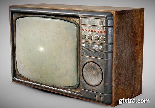 Vintage tube soviet crt tv box 3D Model