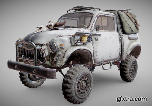 Post apocalypse battle car suv 3D Model