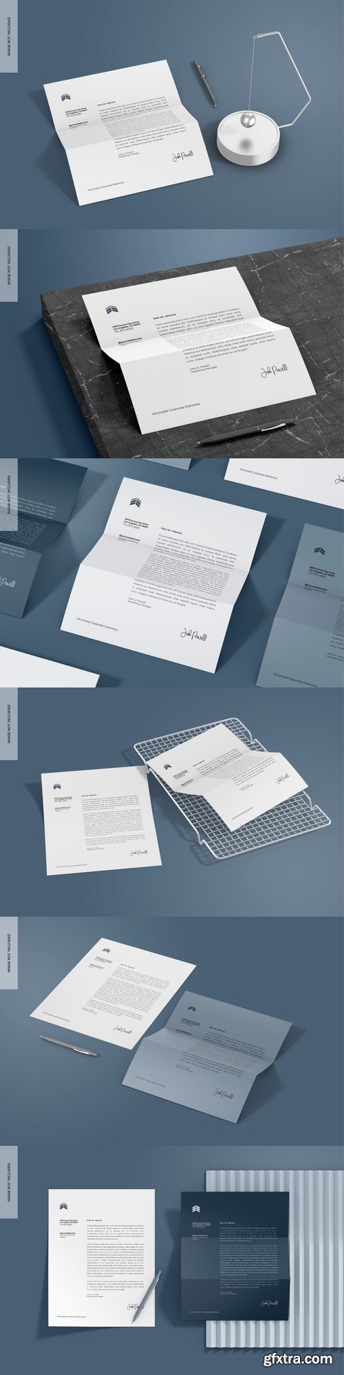 Corporate semi folded sheets scene mockup