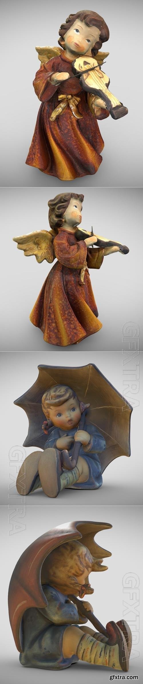 Christmas Angel (Photogrammetry) and Umbrella Girl (Photogrammetry) 3D Print