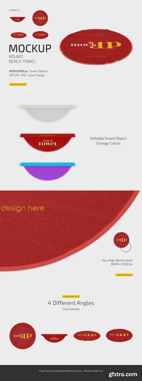 CreativeMarket - Round Beach Towel Mockup Set 10239943