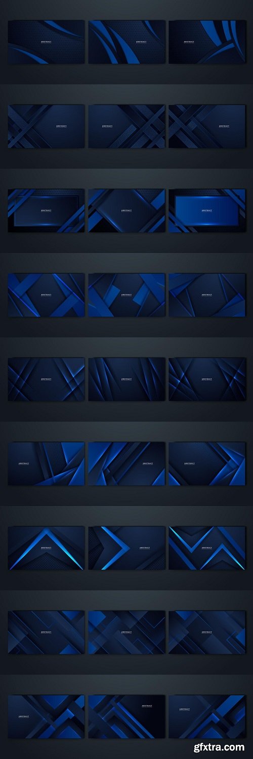 Set of dynamic shape blue black with shadow abstract design background