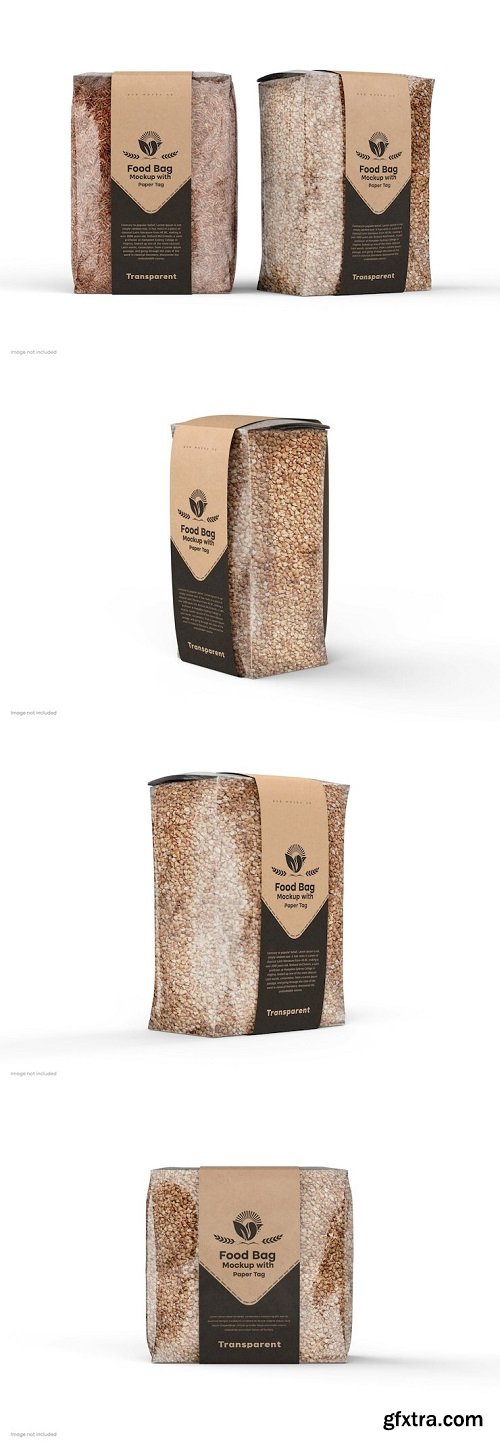 Organic wild seed bag mockup transparent plastic poly bag mockup