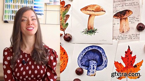 Watercolor Painting Daily Challenge: 12 Days of Autumn Leaves & Mushrooms