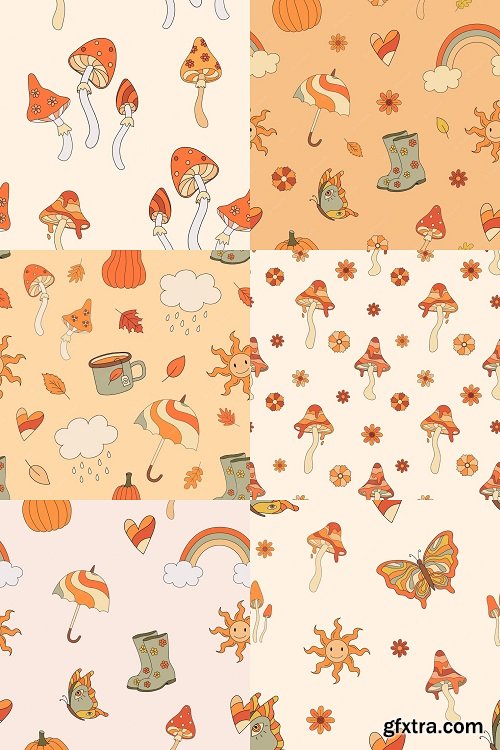 Autumn groovy seamless pattern