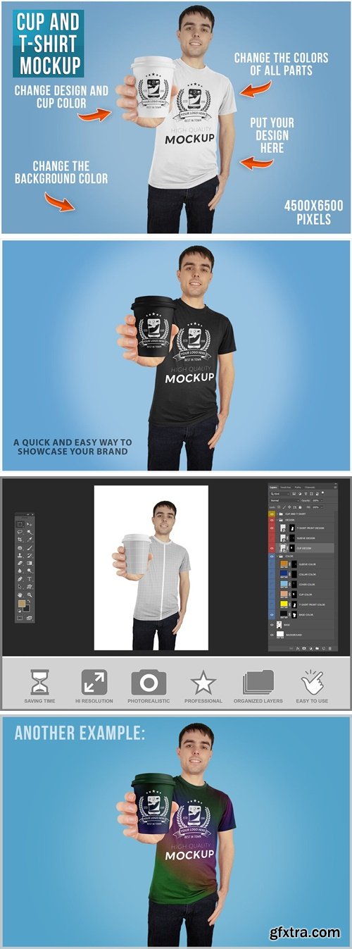 Cup and T-Shirt Mockup PSD UC3R2DK